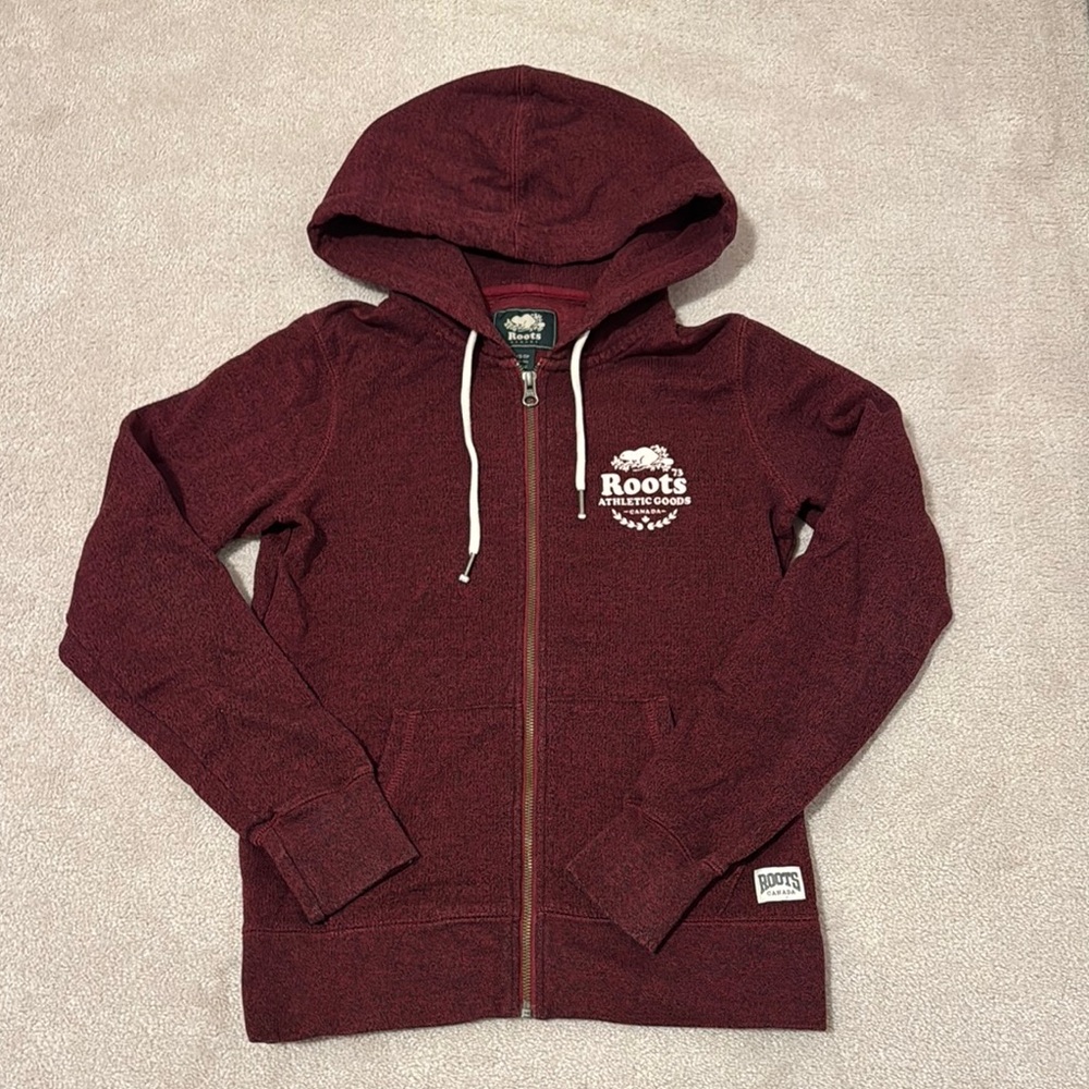 Roots Burgundy Zip-Up Hoodie